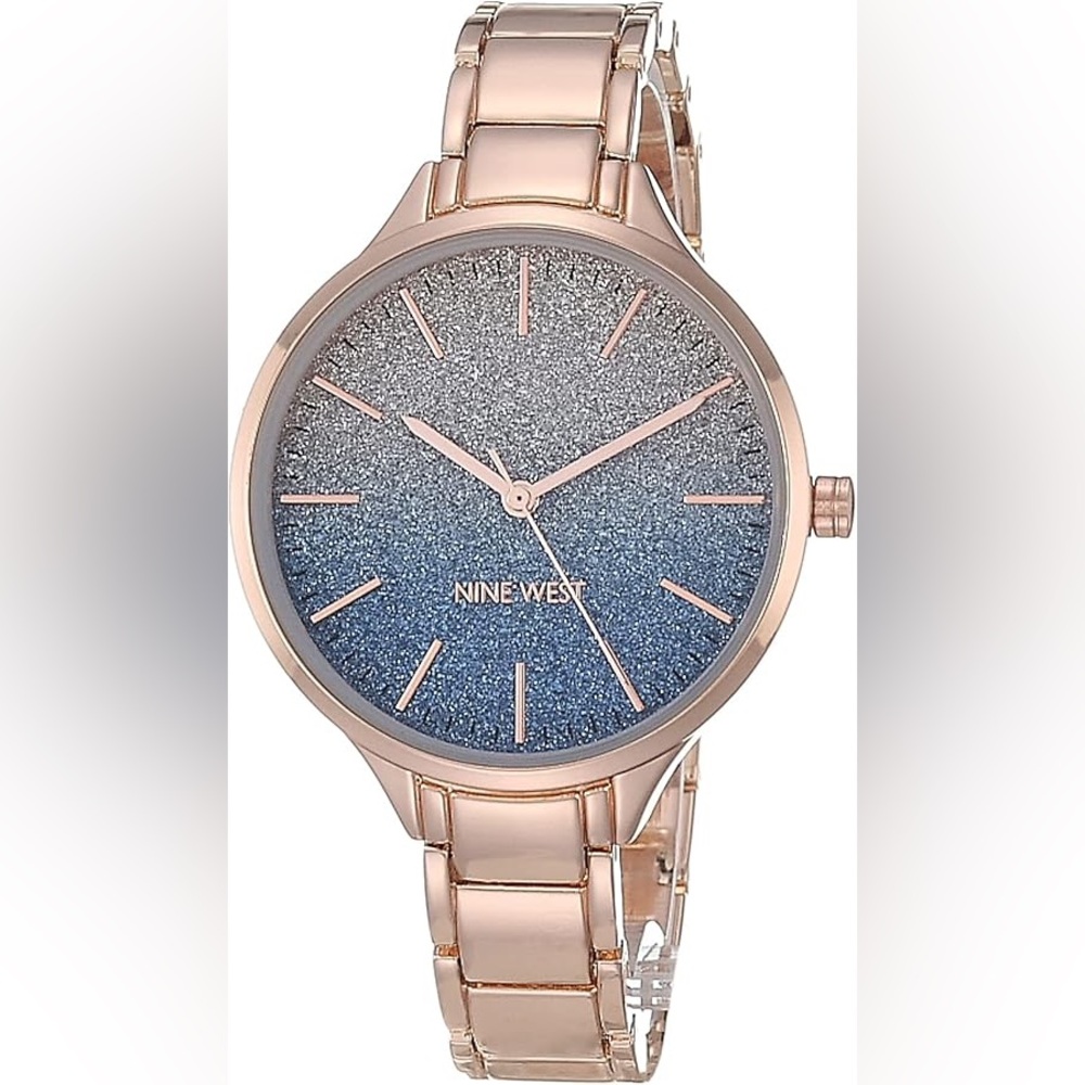 Nine West Rose Gold and Glitter Blue Women's Watch
